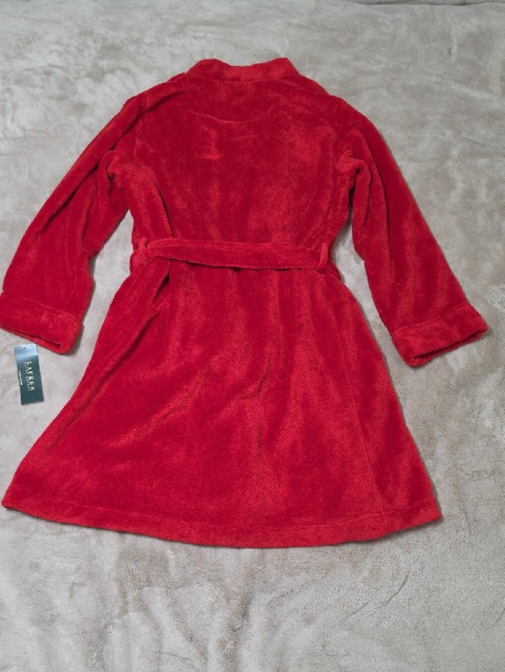 Women Red Robe-Like Coat - Picture 3 of 6